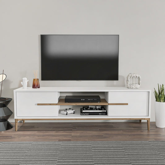 Έπιπλο Τηλεόρασης TV Βάση Σύνθεση Λευκό Καρυδί | 875ZNA4593