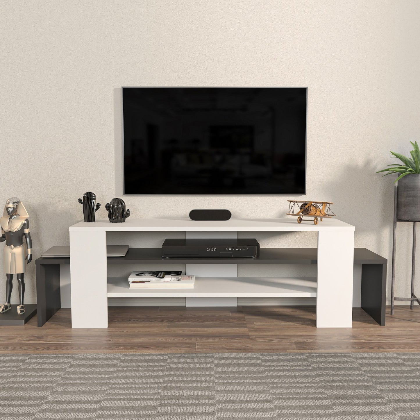Έπιπλο Τηλεόρασης TV Βάση Σύνθεση Λευκό Ανθρακί | 875ZNA4599