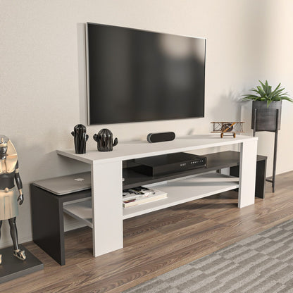 Έπιπλο Τηλεόρασης TV Βάση Σύνθεση Λευκό Ανθρακί | 875ZNA4599