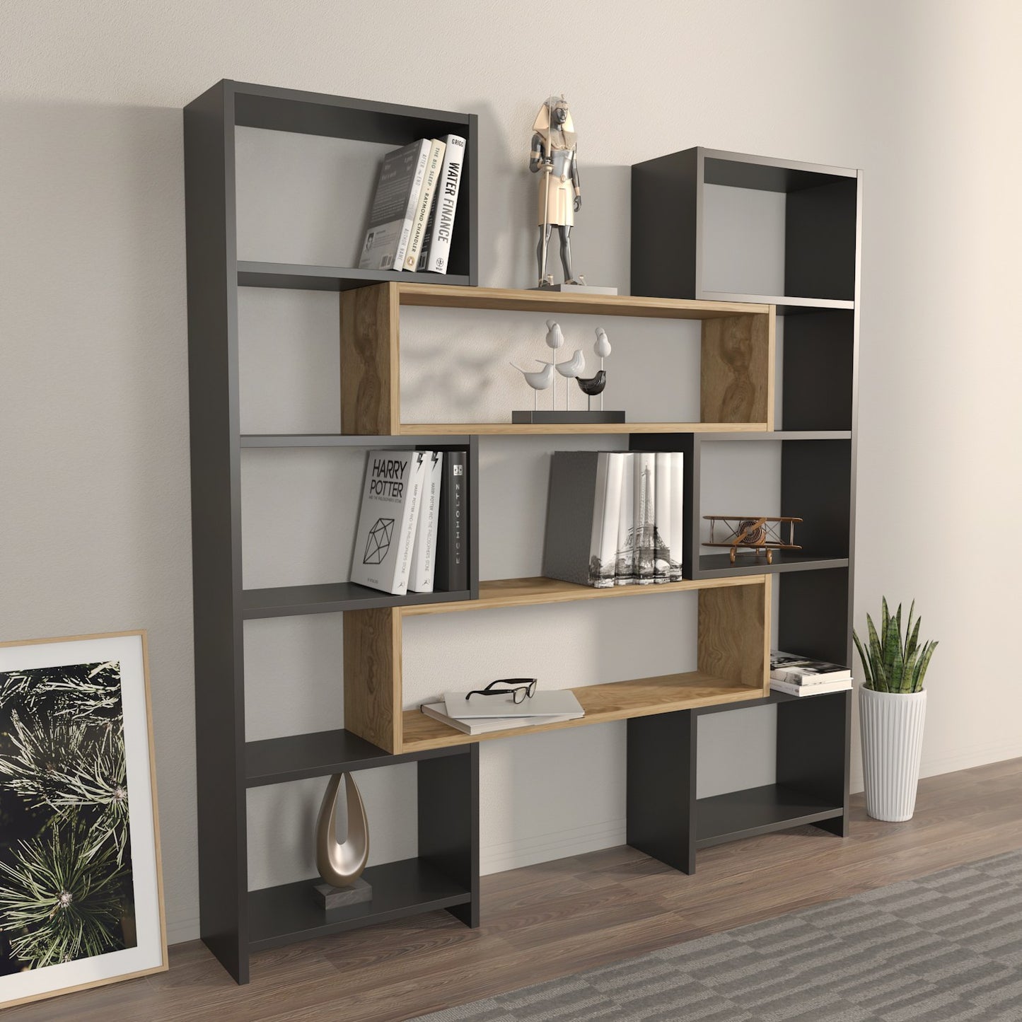 Βιβλιοθήκη 163,5 × 22 × 150 εκ. Μαύρο Δρυς GR875ZNA4626