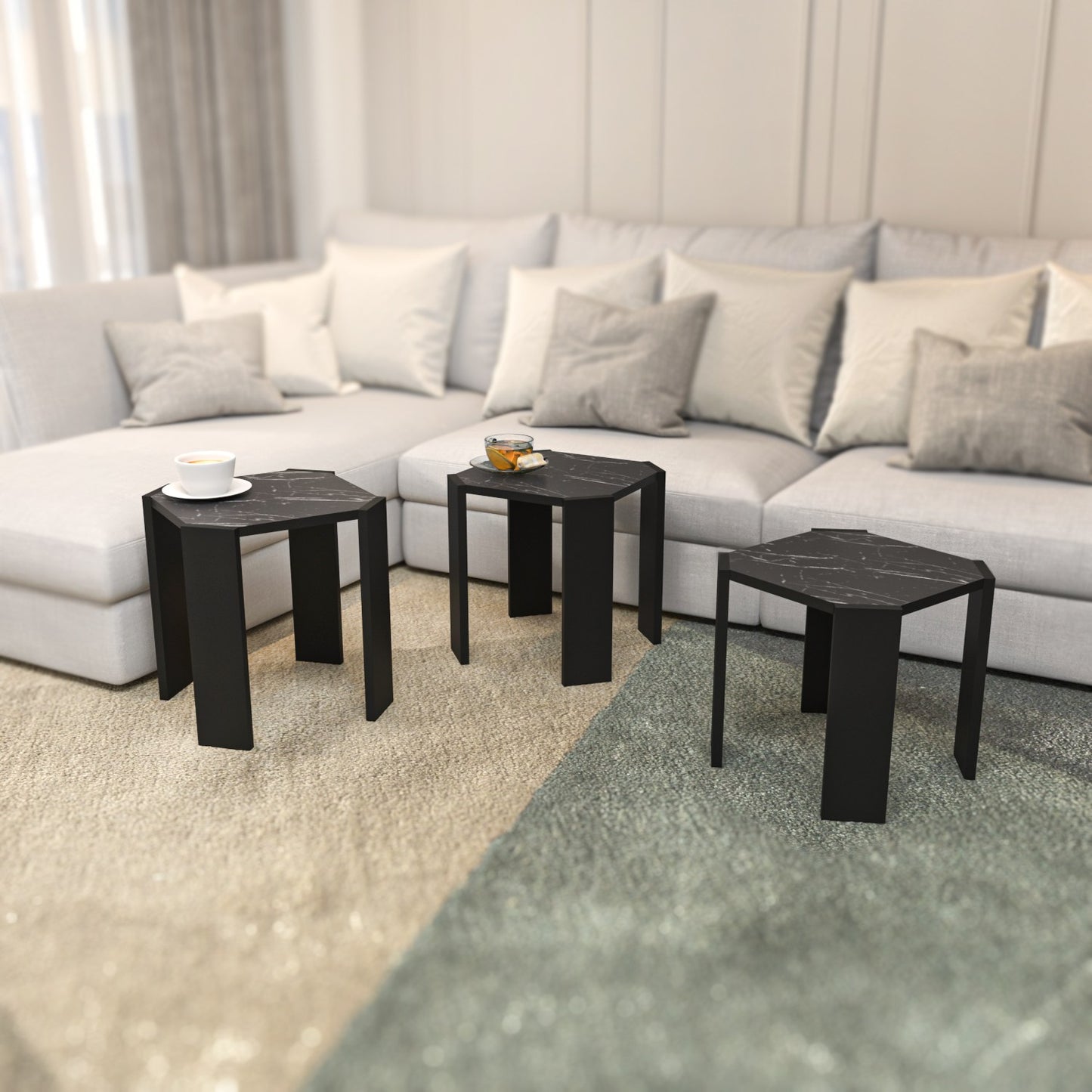 Τραπεζάκι Σαλονιού Μαύρο - Marble 44,5 x 44,5 x 41 εκ GR875ZNA4628