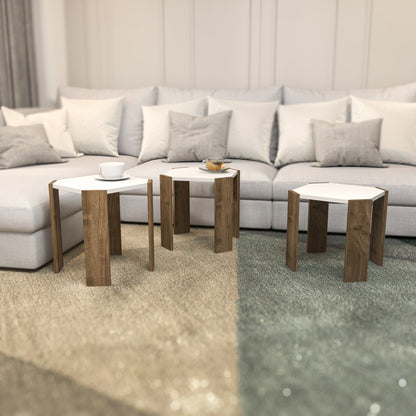 Τραπεζάκι Σαλονιού Λευκό - Καρυδί 44,5 x 44,5 x 41 εκ GR875ZNA4629