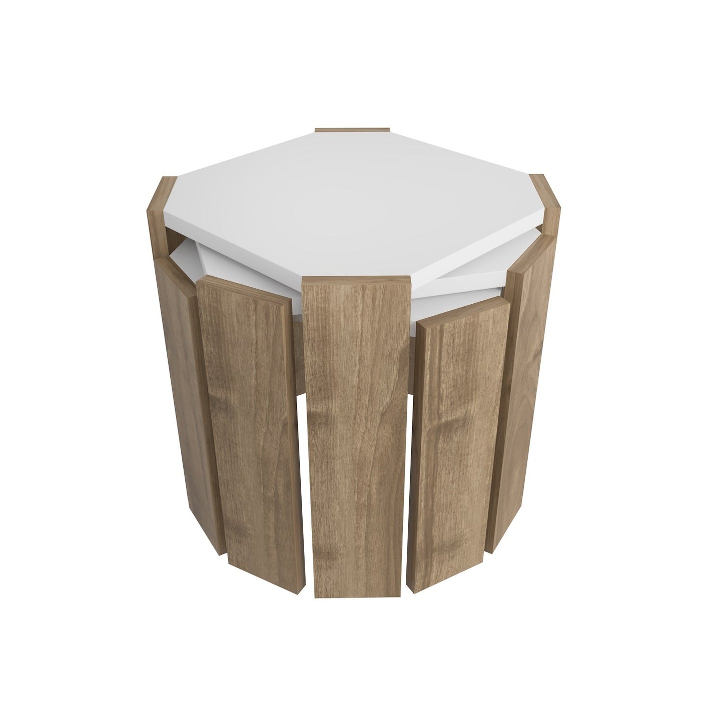 Τραπεζάκι Σαλονιού Λευκό - Καρυδί 44,5 x 44,5 x 41 εκ GR875ZNA4629