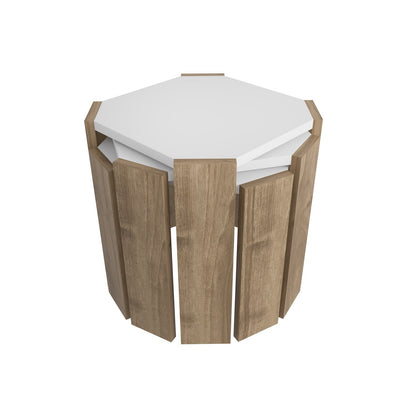 Τραπεζάκι Σαλονιού Λευκό - Καρυδί 44,5 x 44,5 x 41 εκ GR875ZNA4629