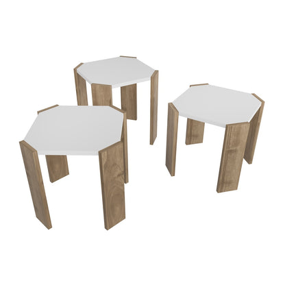 Τραπεζάκι Σαλονιού Λευκό - Καρυδί 44,5 x 44,5 x 41 εκ GR875ZNA4629