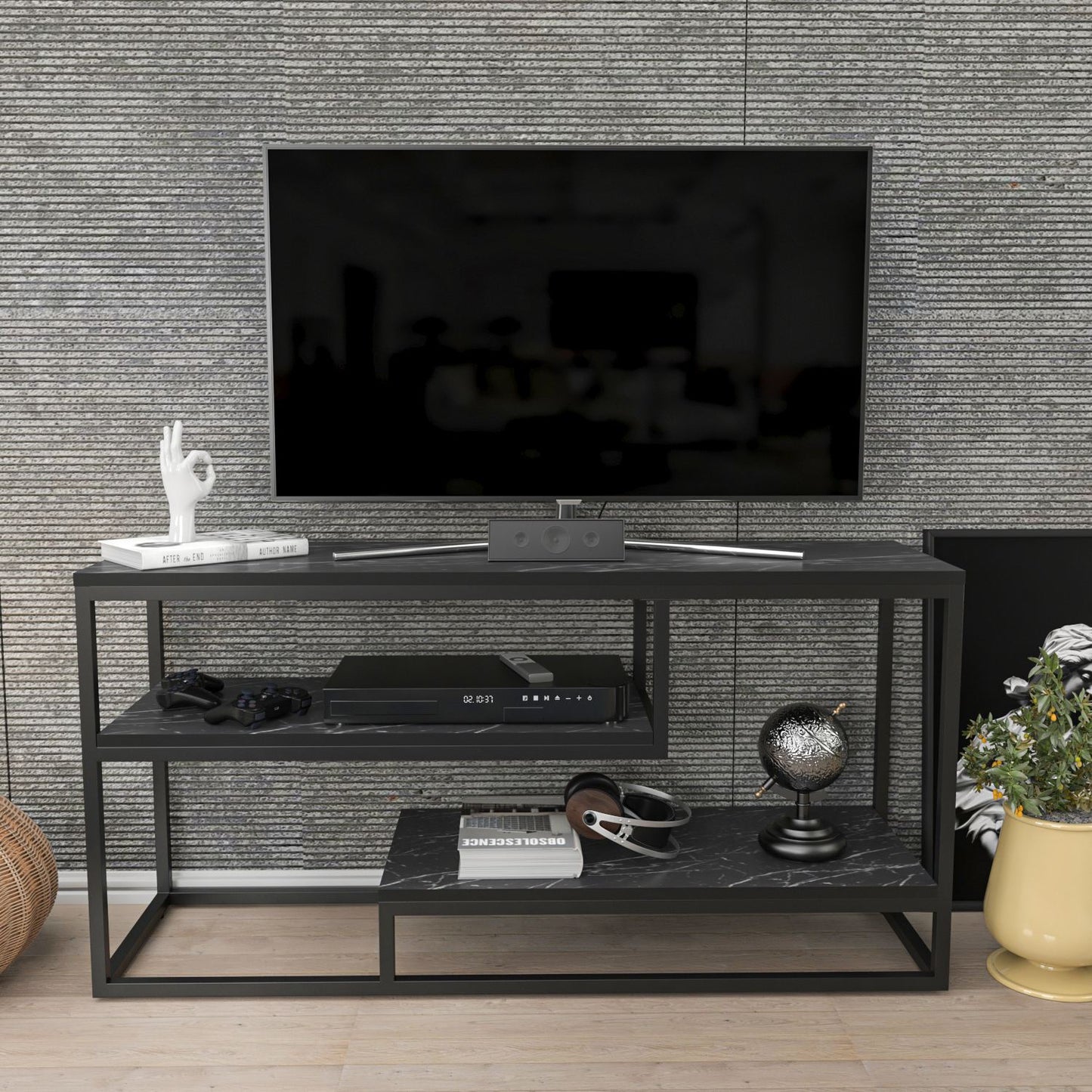 Έπιπλο Τηλεόρασης TV Βάση Σύνθεση Bendire Μαύρο | 875ZNA5315
