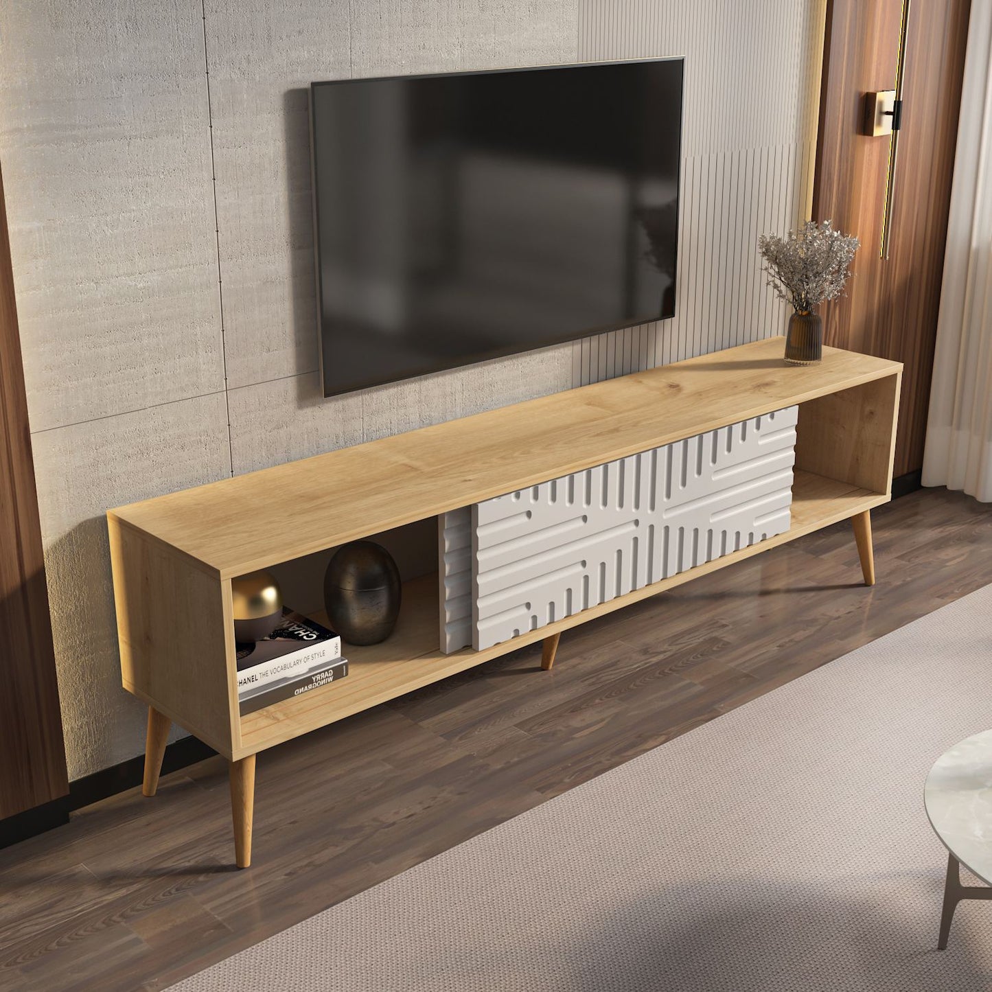 Έπιπλο Τηλεόρασης TV Βάση Σύνθεση Sapphire Δρυς Λευκό | 875ZNA5319