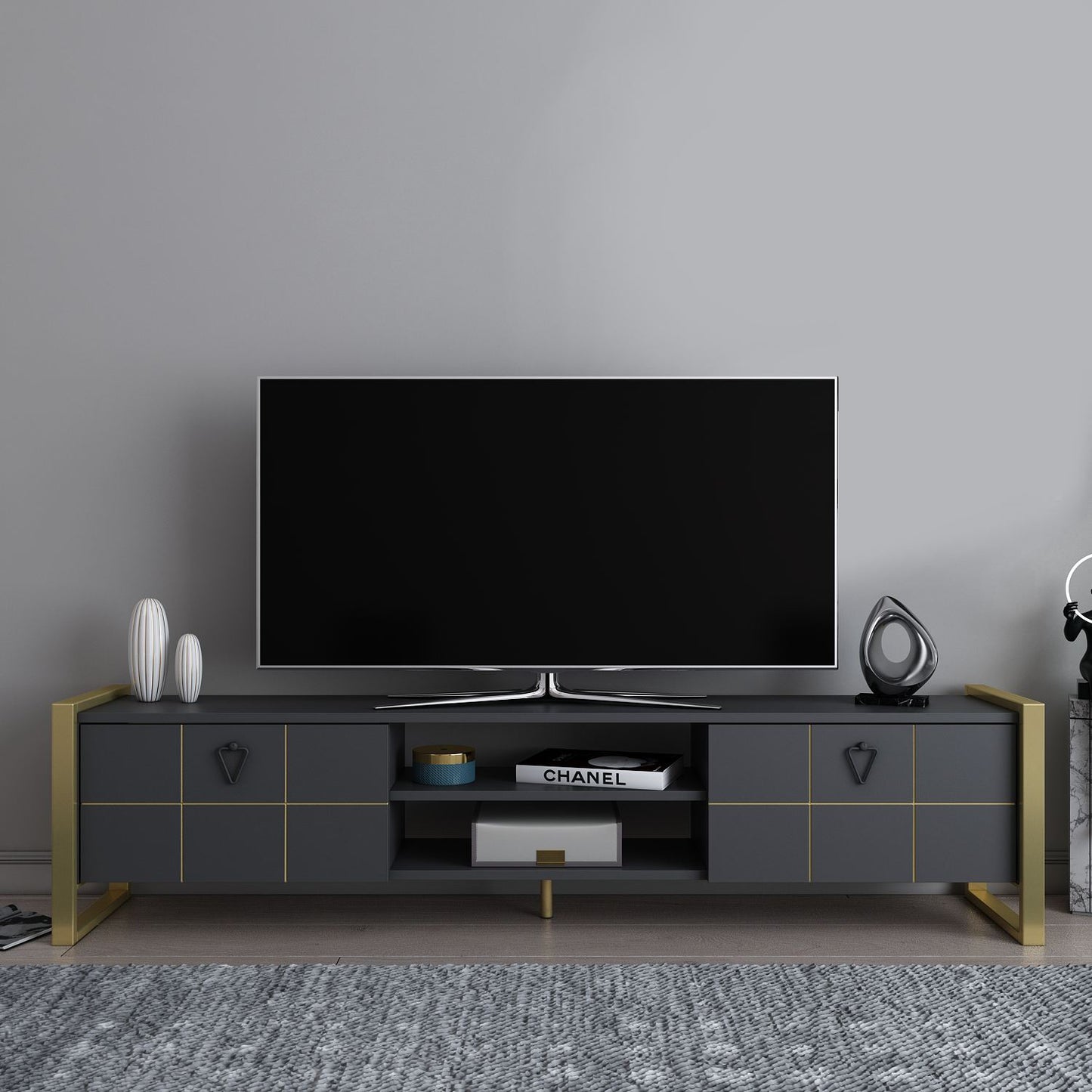 Έπιπλο Τηλεόρασης TV Βάση Σύνθεση Ανθρακί Χρυσό | 875ZNA5320