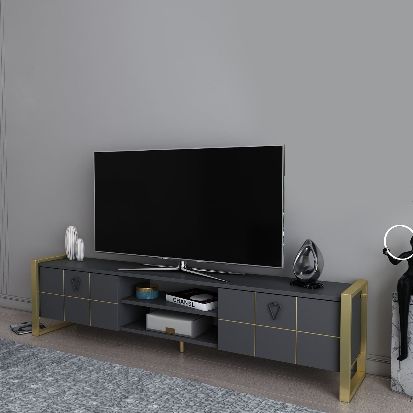 Έπιπλο Τηλεόρασης TV Βάση Σύνθεση Ανθρακί Χρυσό | 875ZNA5320