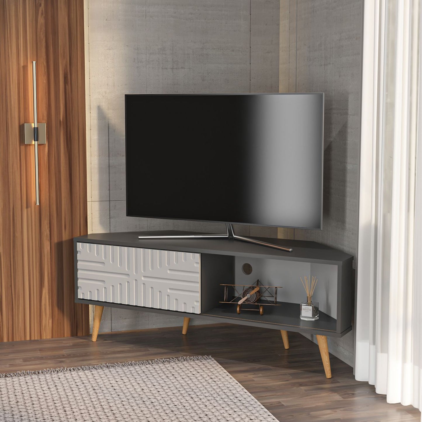 Έπιπλο Τηλεόρασης TV Βάση Σύνθεση Ανθρακί Λευκό | 875ZNA5323
