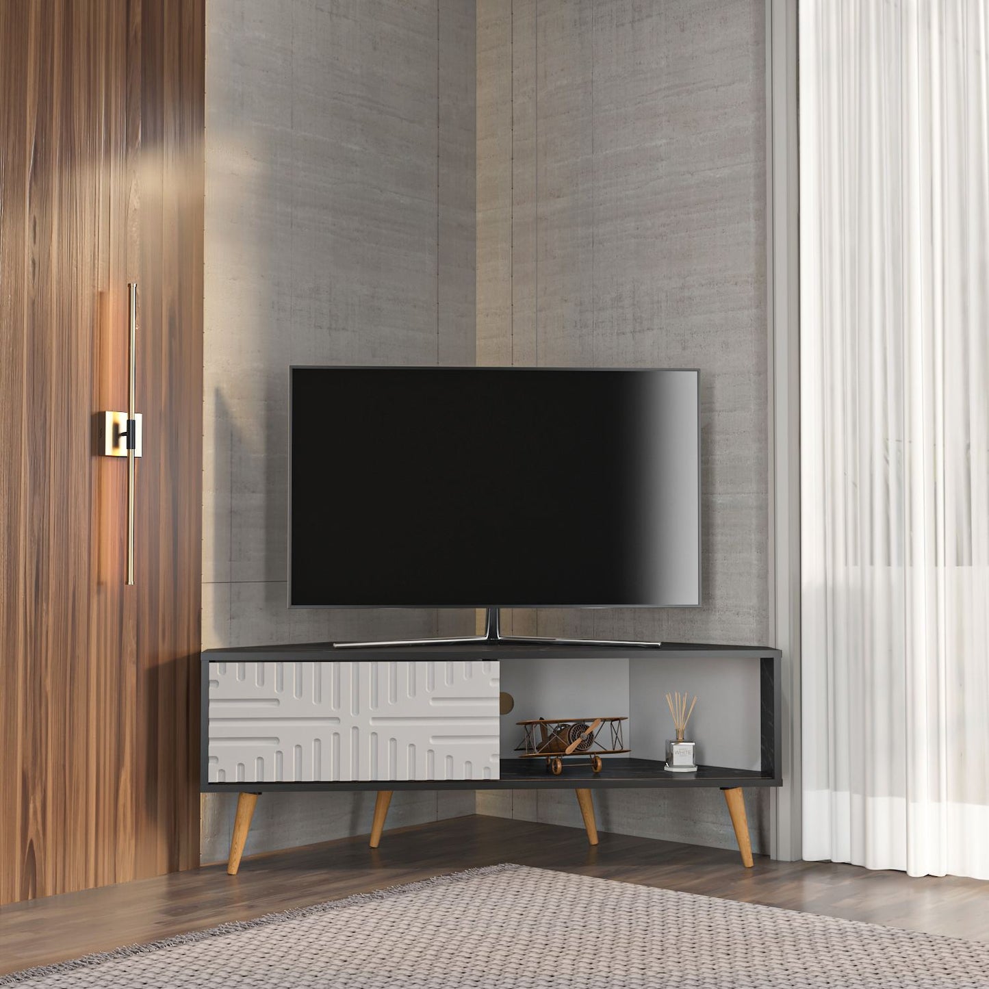 Έπιπλο Τηλεόρασης TV Βάση Σύνθεση Bendire Λευκό | 875ZNA5324