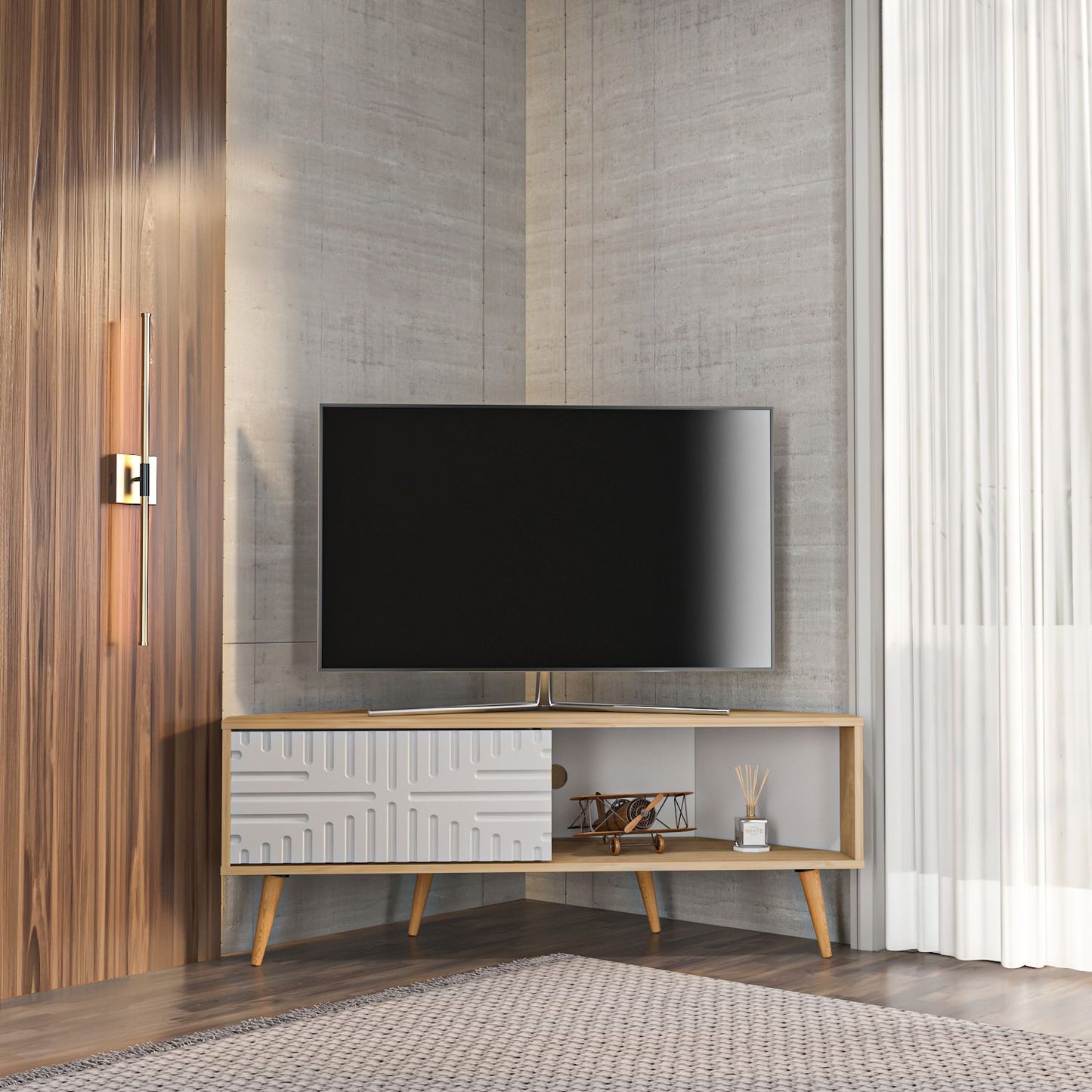 Έπιπλο Τηλεόρασης TV Βάση Σύνθεση Sapphire Δρυς Λευκό | 875ZNA5326