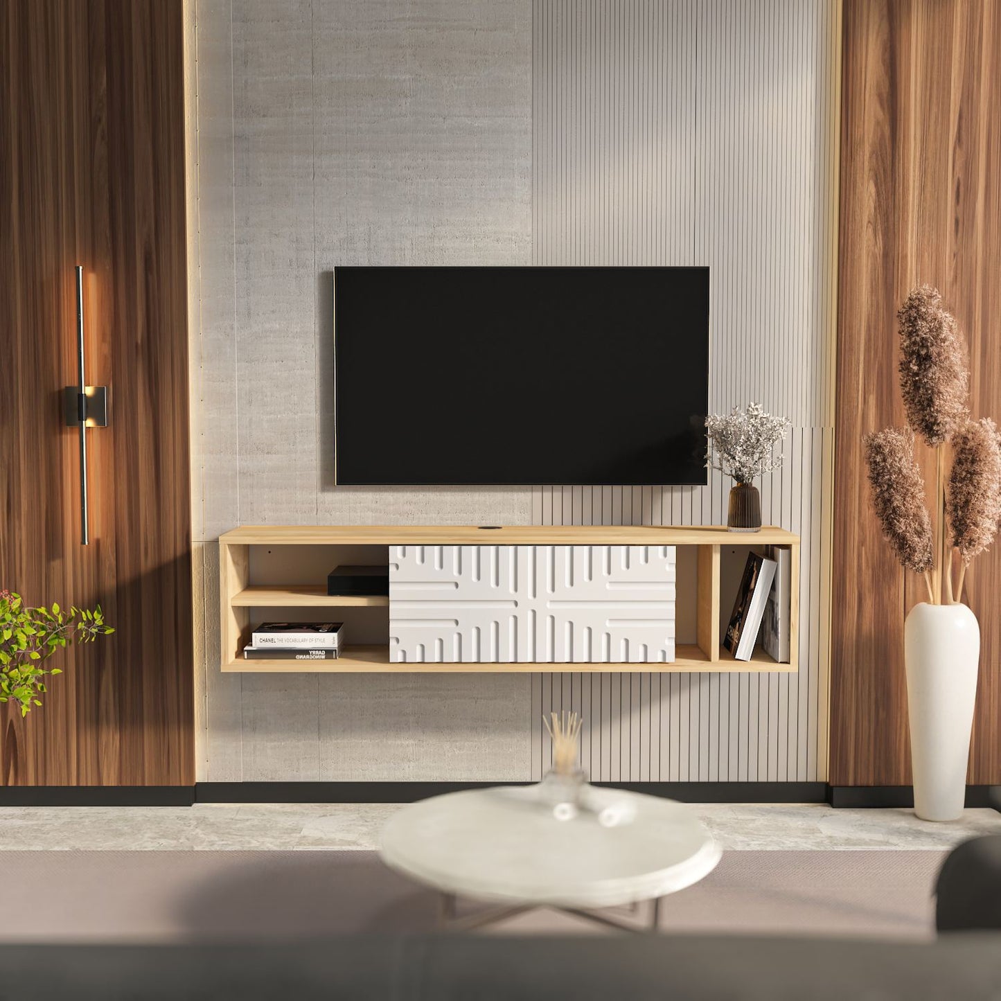 Έπιπλο Τηλεόρασης TV Βάση Σύνθεση Sapphire Δρυς Λευκό | 875ZNA5338