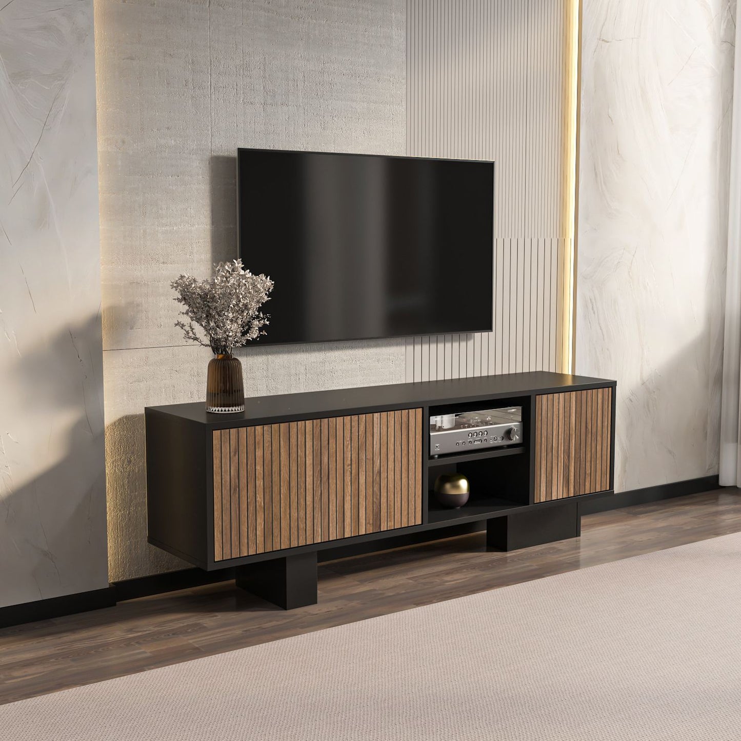 Έπιπλο Τηλεόρασης TV Βάση Σύνθεση Μαύρο Καφέ | 875ZNA5339