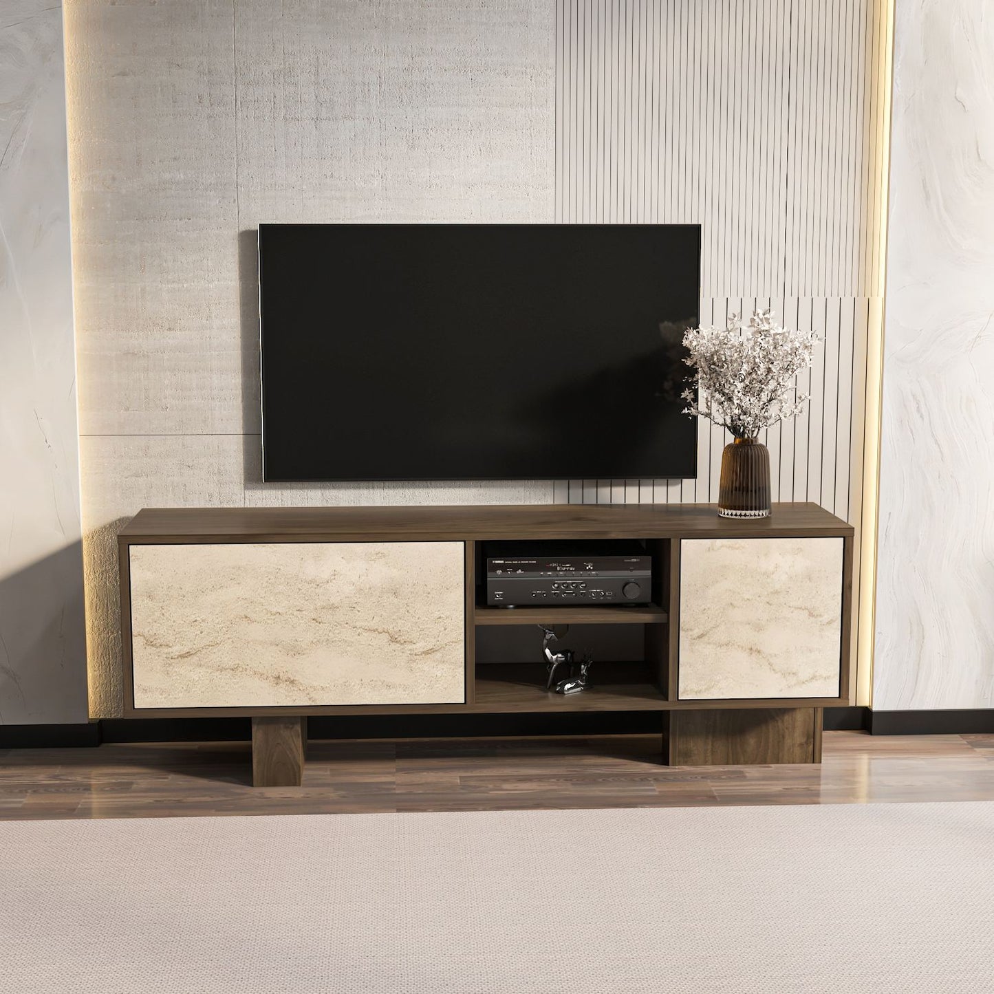 Έπιπλο Τηλεόρασης TV Βάση Σύνθεση Καρυδί Travertine | 875ZNA5340