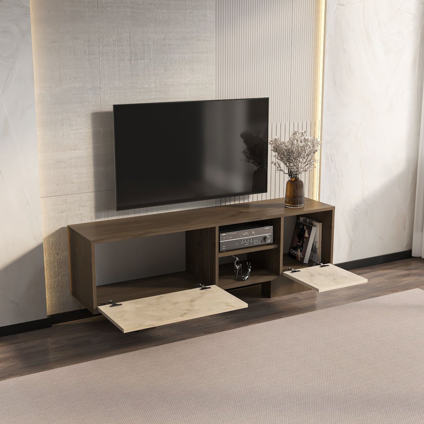 Έπιπλο Τηλεόρασης TV Βάση Σύνθεση Καρυδί Travertine | 875ZNA5340