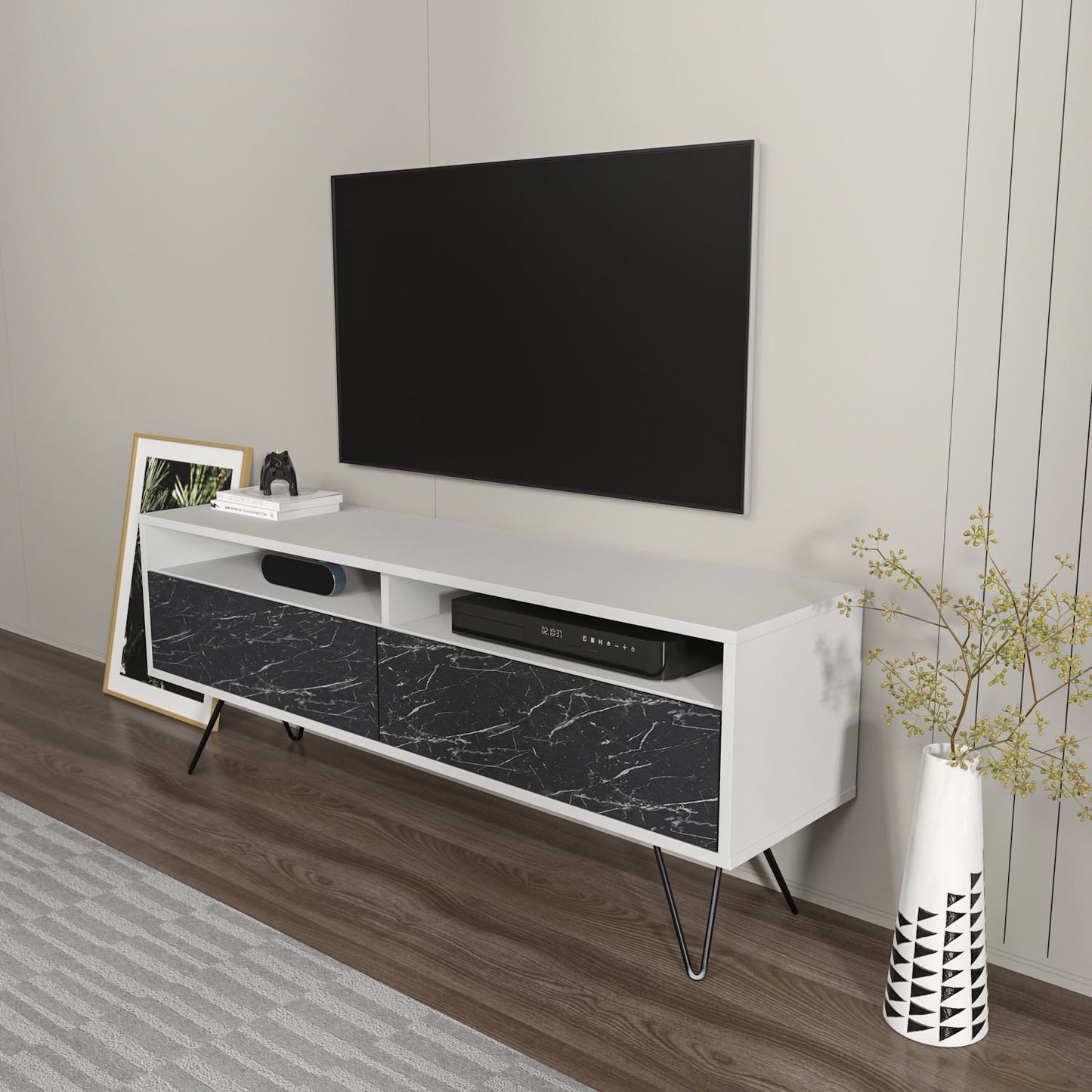 Έπιπλο Τηλεόρασης TV Βάση Σύνθεση Λευκό Bendire | 875ZNA5345