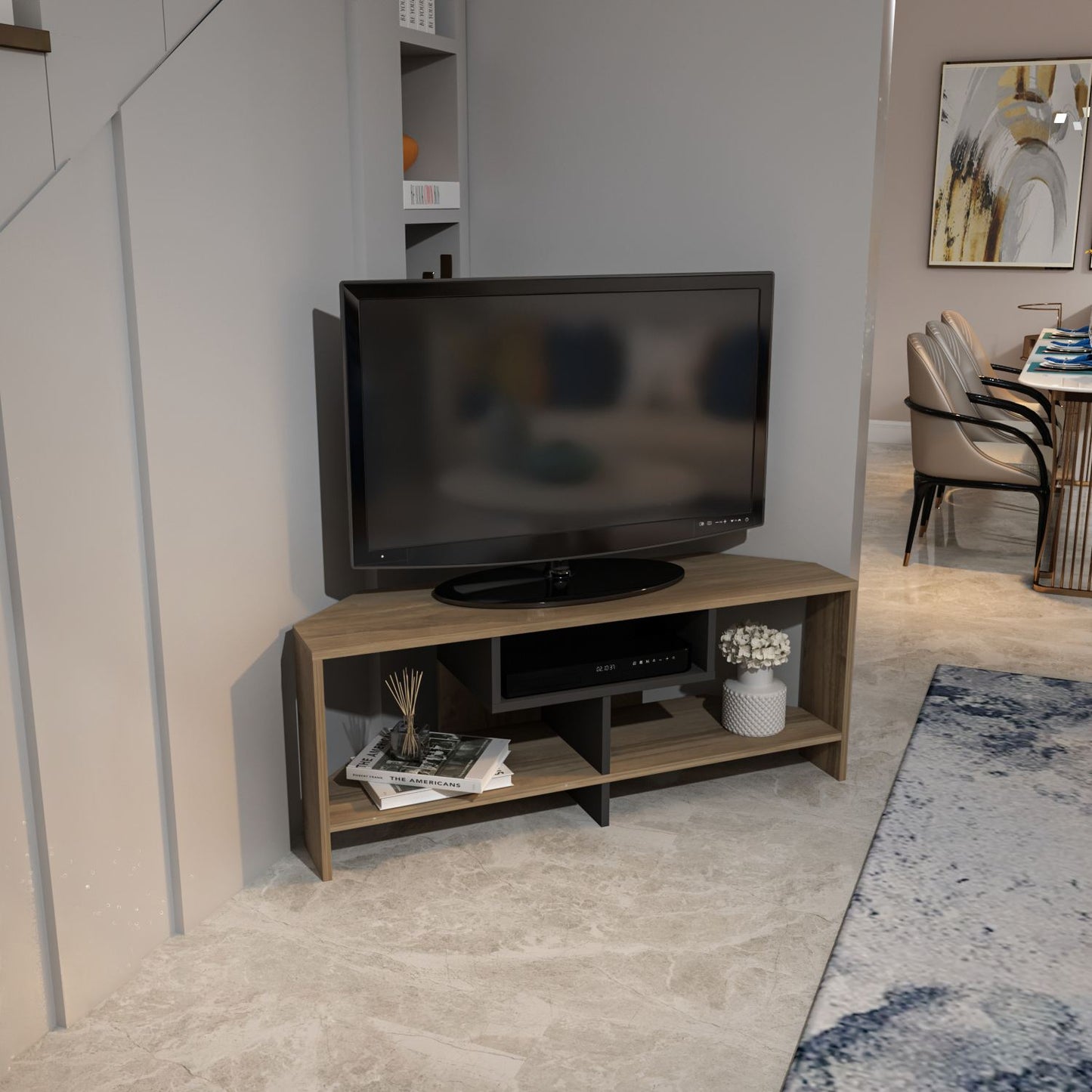 Έπιπλο Τηλεόρασης TV Βάση Σύνθεση Καρυδί Λευκό | 875ZNA5357