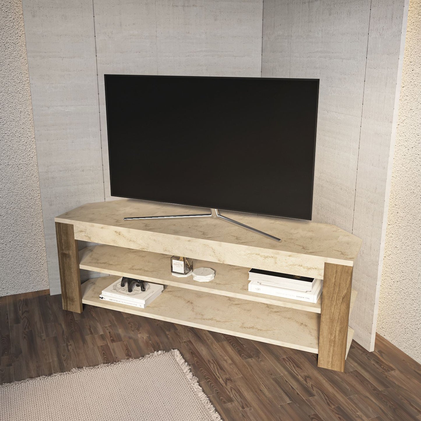 Έπιπλο Τηλεόρασης TV Βάση Σύνθεση Λευκό Oud Δρυς | 875ZNA5362
