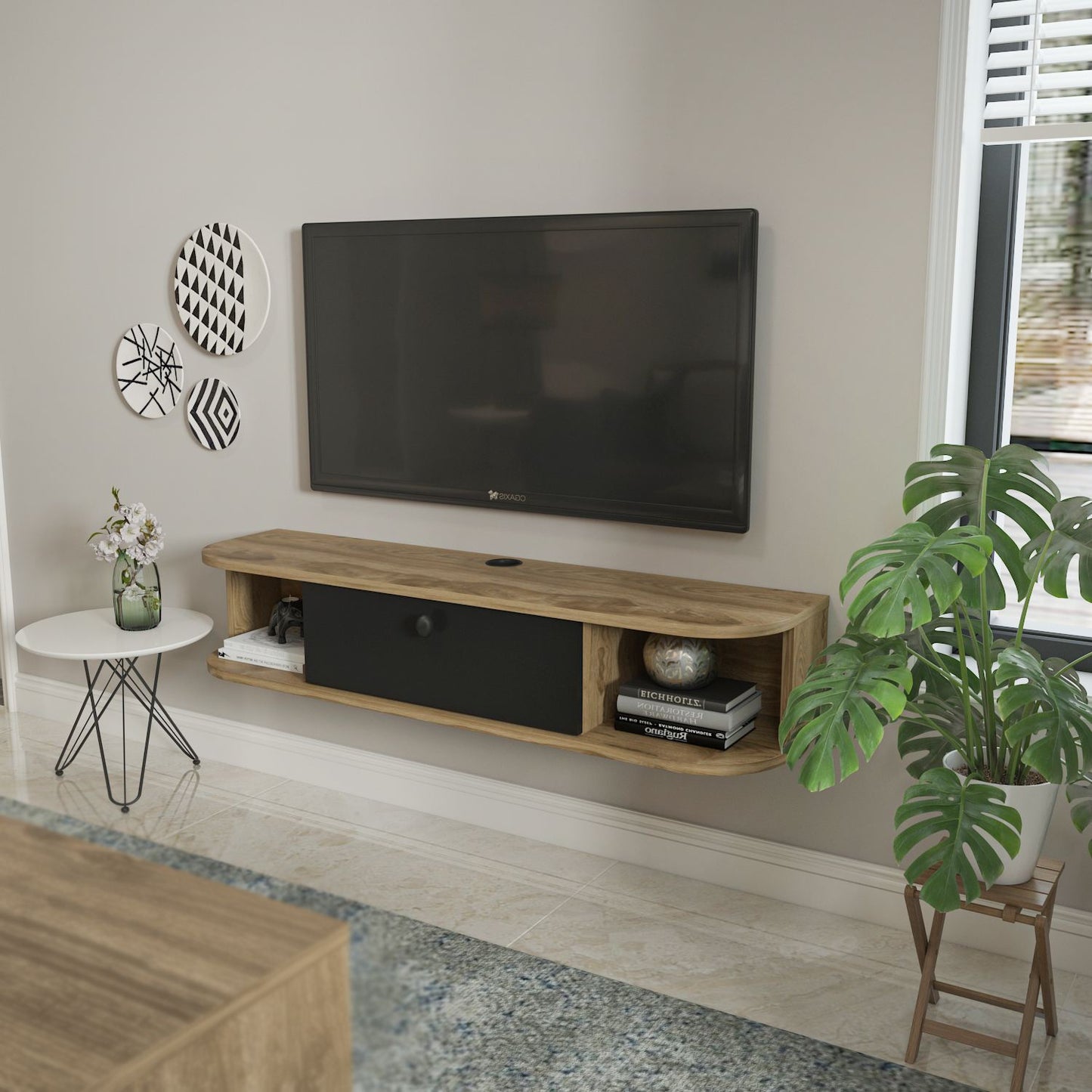 Έπιπλο Τηλεόρασης TV Βάση Σύνθεση Μαύρο Oud Δρυς | 875ZNA5366