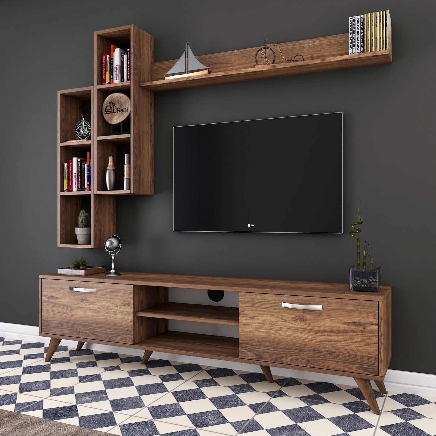 Έπιπλο Τηλεόρασης TV Βάση Σύνθεση Καρυδί | 893RAN1359