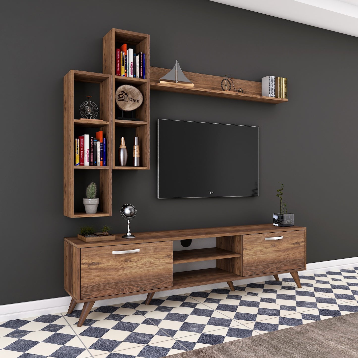 Έπιπλο Τηλεόρασης TV Βάση Σύνθεση Καρυδί | 893RAN1359