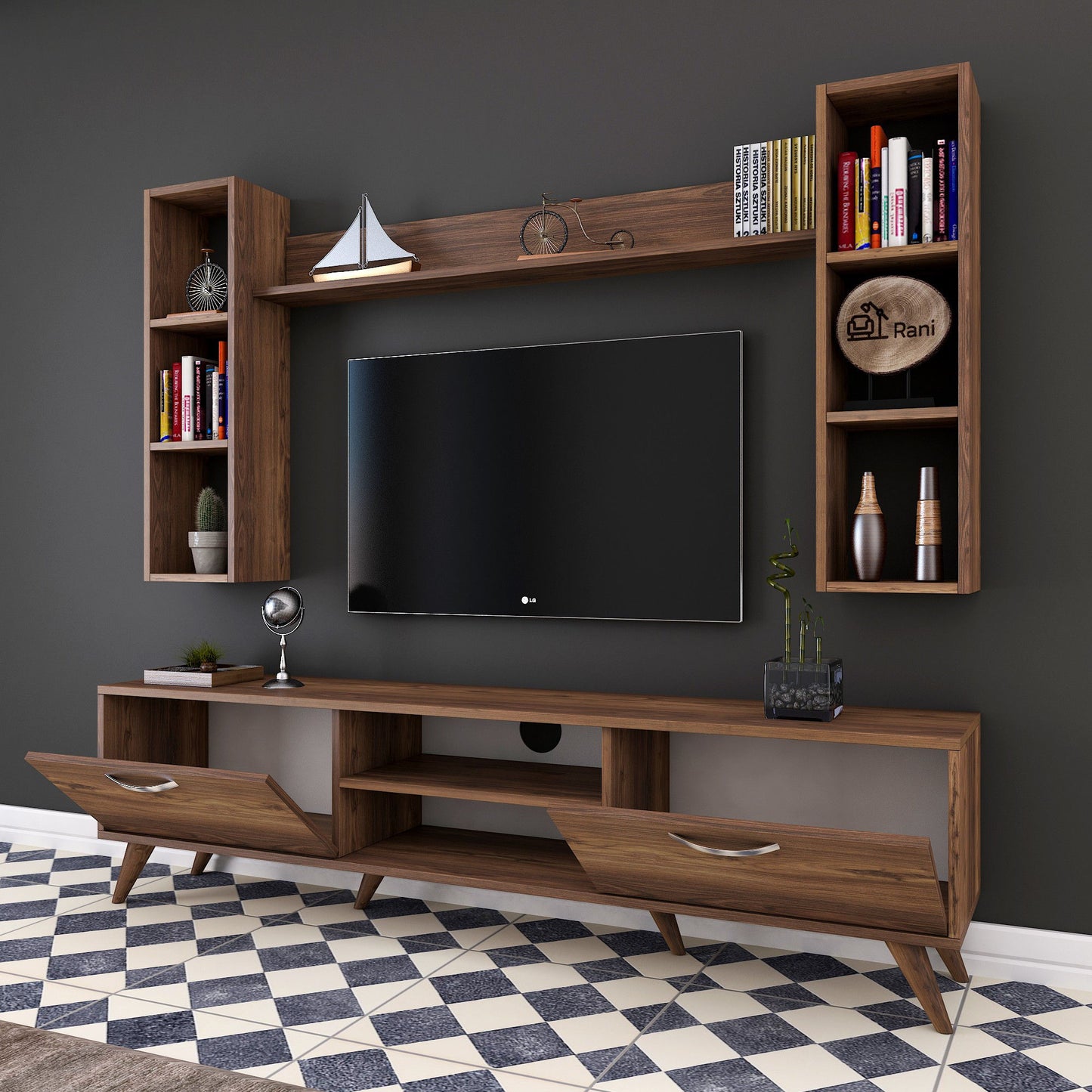 Έπιπλο Τηλεόρασης TV Βάση Σύνθεση Καρυδί | 893RAN1381