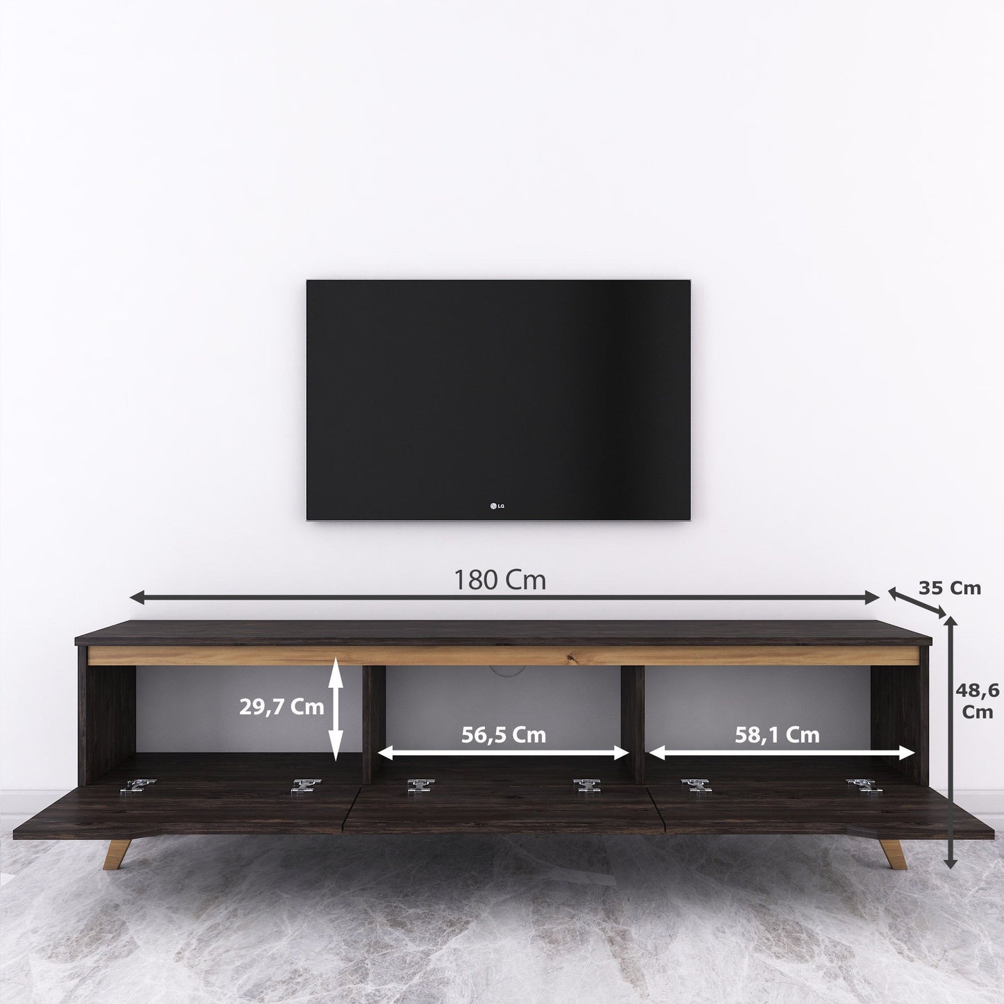Έπιπλο Τηλεόρασης TV Βάση Σύνθεση Μαύρο Καρυδί | 893RAN3101