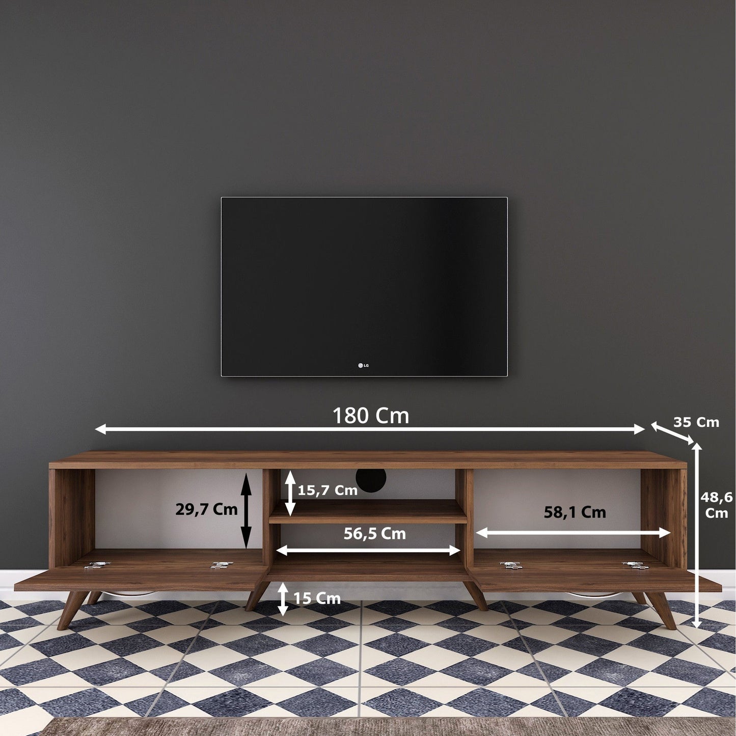 Έπιπλο Τηλεόρασης TV Βάση Σύνθεση Καρυδί | 893RAN3110