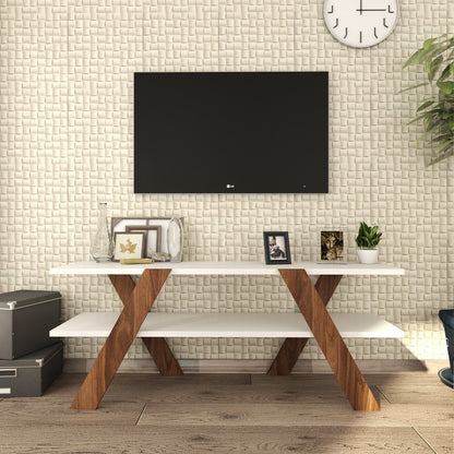 Έπιπλο Τηλεόρασης TV Βάση Σύνθεση Λευκό Καρυδί | 893RAN3112