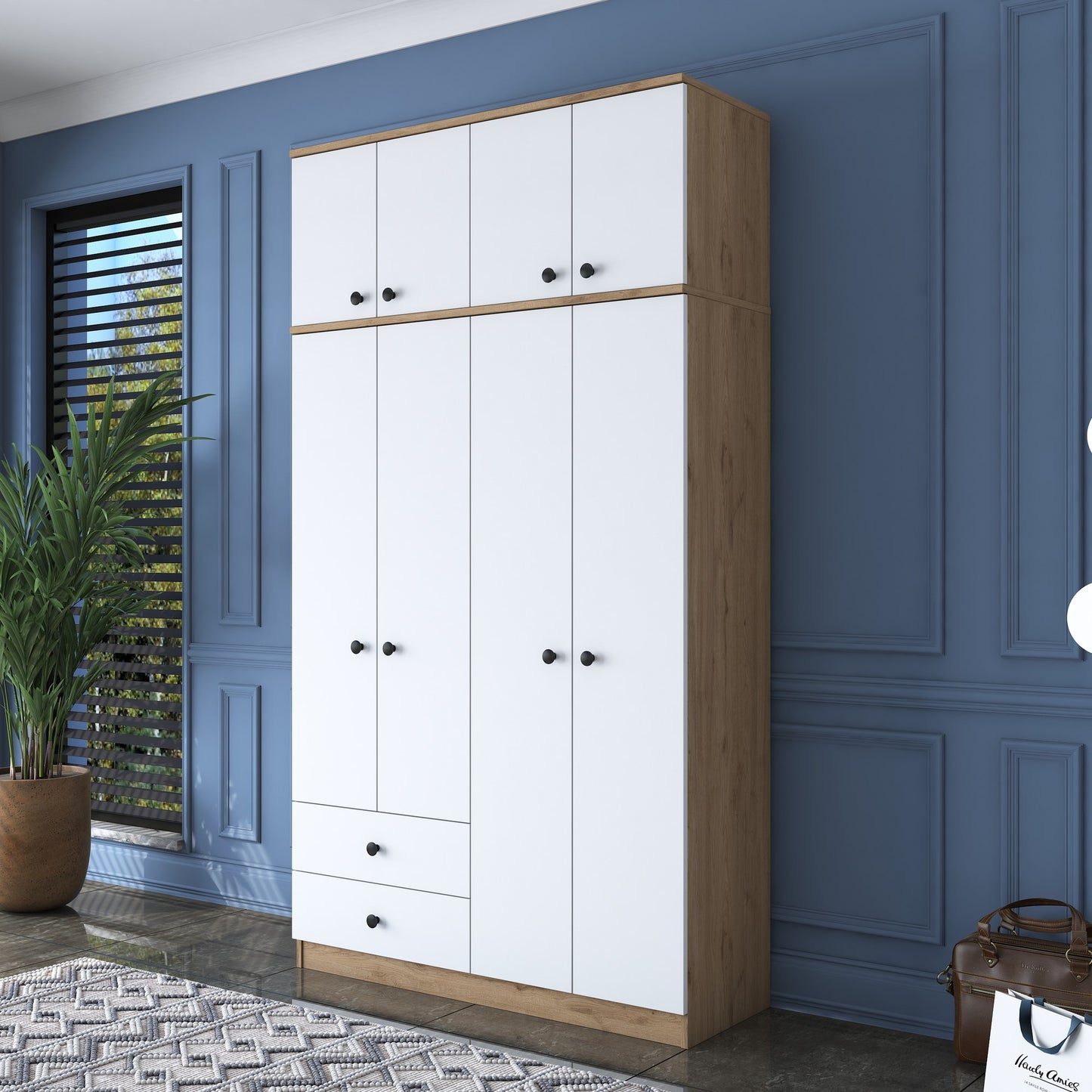 Ντουλάπα 120x216.8x42.5 εκ Walnut White 893RAN3316