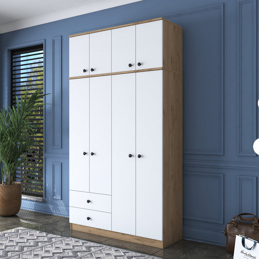 Ντουλάπα 120x216.8x42.5 εκ Walnut White 893RAN3316