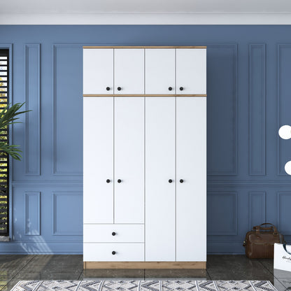 Ντουλάπα 120x216.8x42.5 εκ Walnut White 893RAN3316