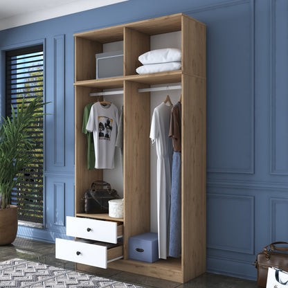 Ντουλάπα 120x216.8x42.5 εκ Walnut White 893RAN3316