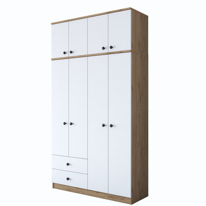 Ντουλάπα 120x216.8x42.5 εκ Walnut White 893RAN3316