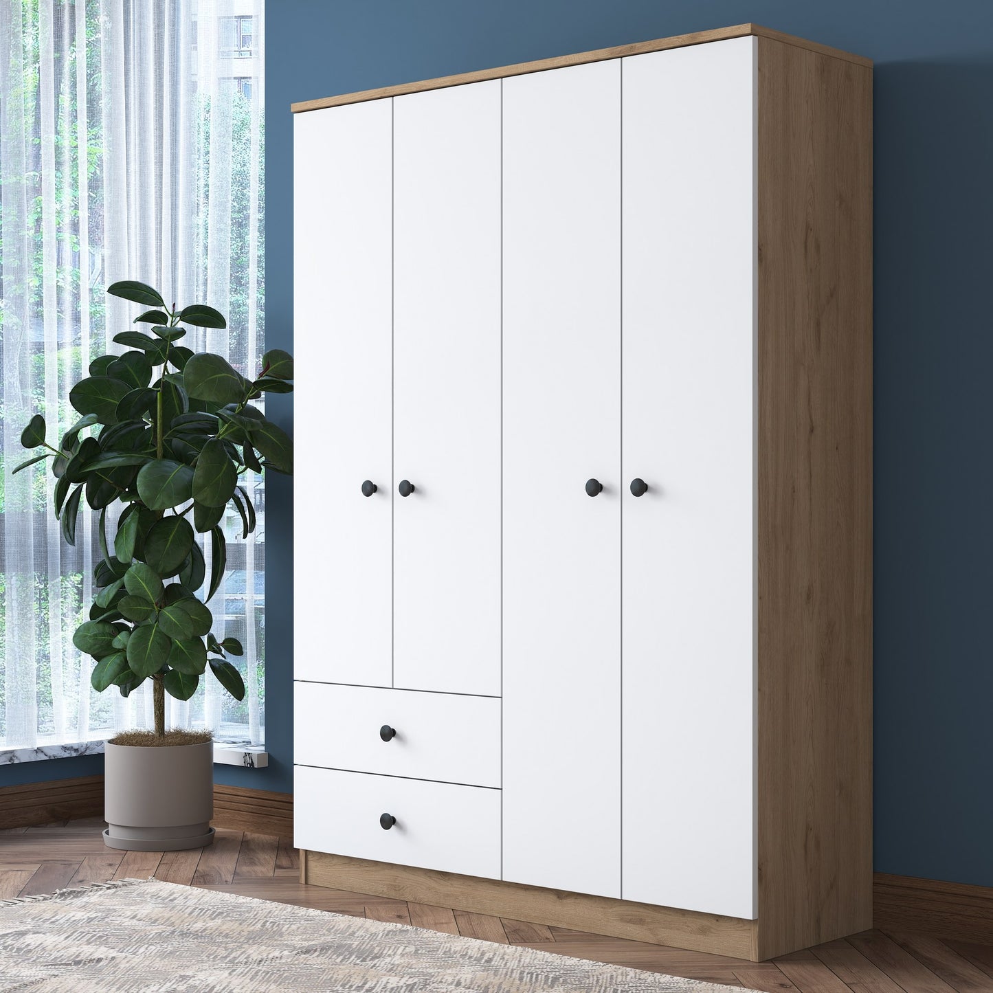 Ντουλάπα 120x170x42.5 εκ Walnut White 893RAN4544
