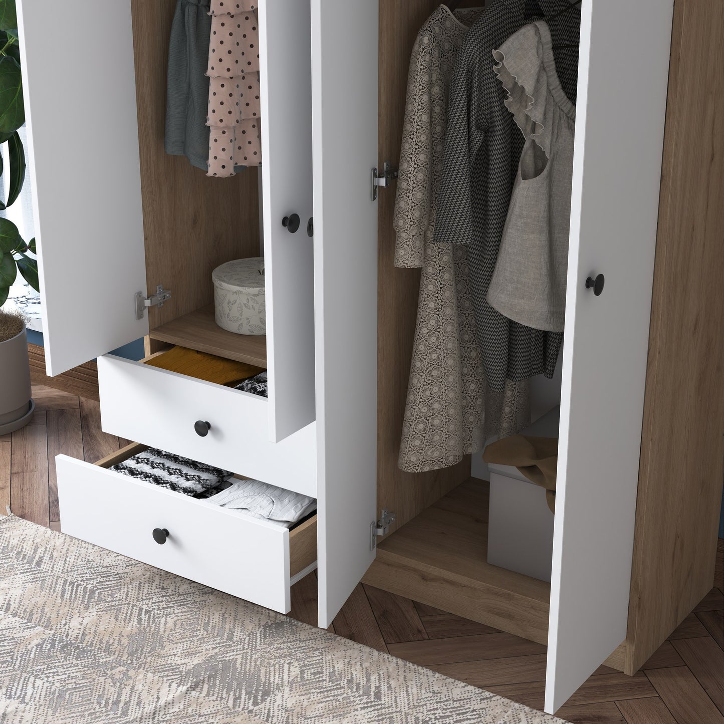 Ντουλάπα 120x170x42.5 εκ Walnut White 893RAN4544
