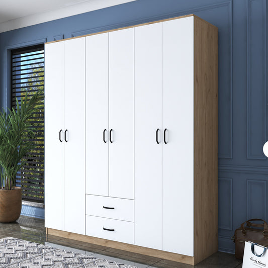 Ντουλάπα 180x210x51.5 εκ Walnut White 893RAN4546