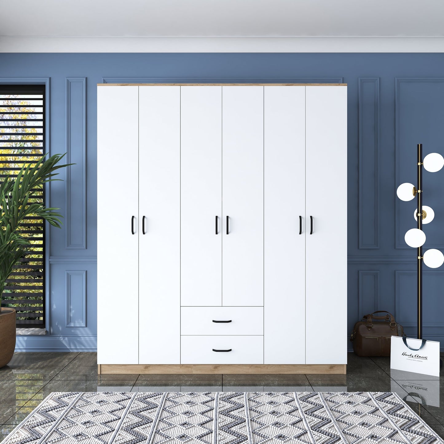 Ντουλάπα 180x210x51.5 εκ Walnut White 893RAN4546