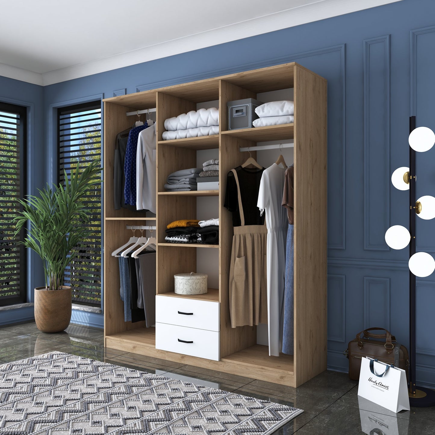 Ντουλάπα 180x210x51.5 εκ Walnut White 893RAN4546