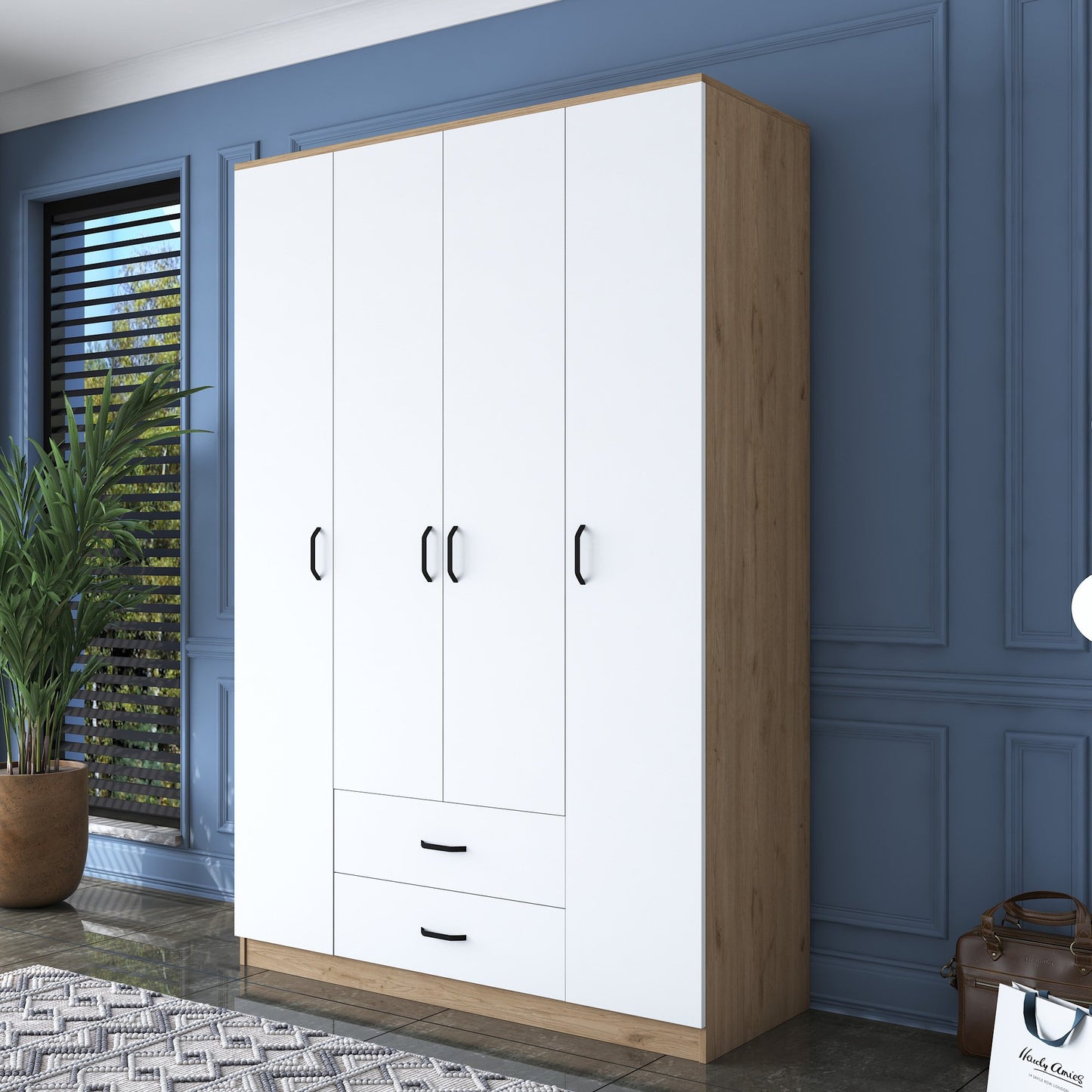 Ντουλάπα 140x210x51.5 εκ Walnut White 893RAN4547