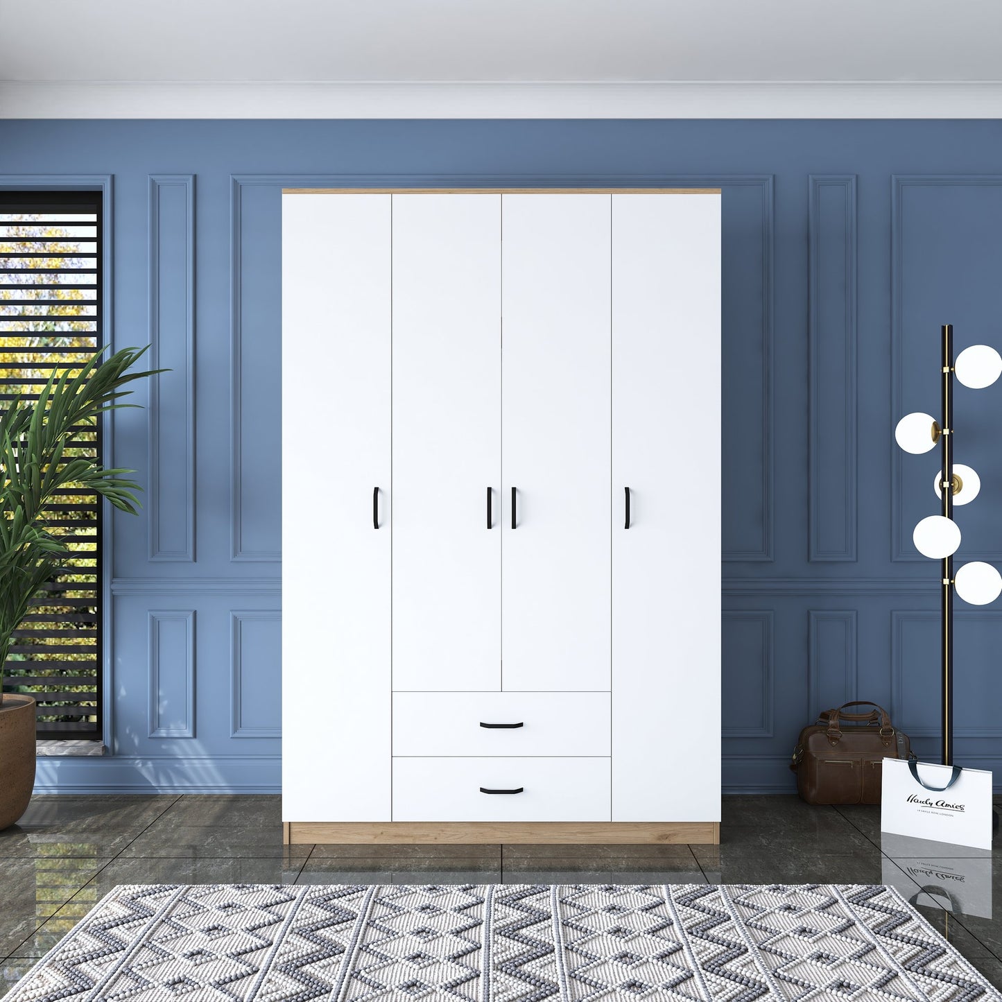 Ντουλάπα 140x210x51.5 εκ Walnut White 893RAN4547