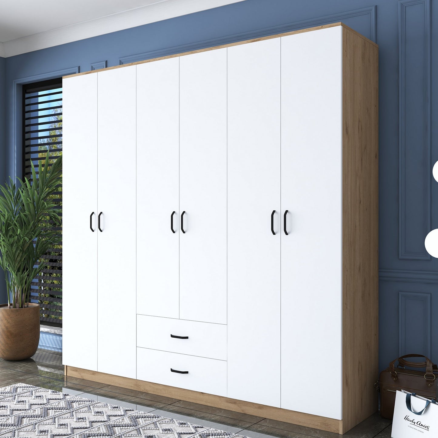 Ντουλάπα 210x210x51.5 εκ Walnut White 893RAN4548