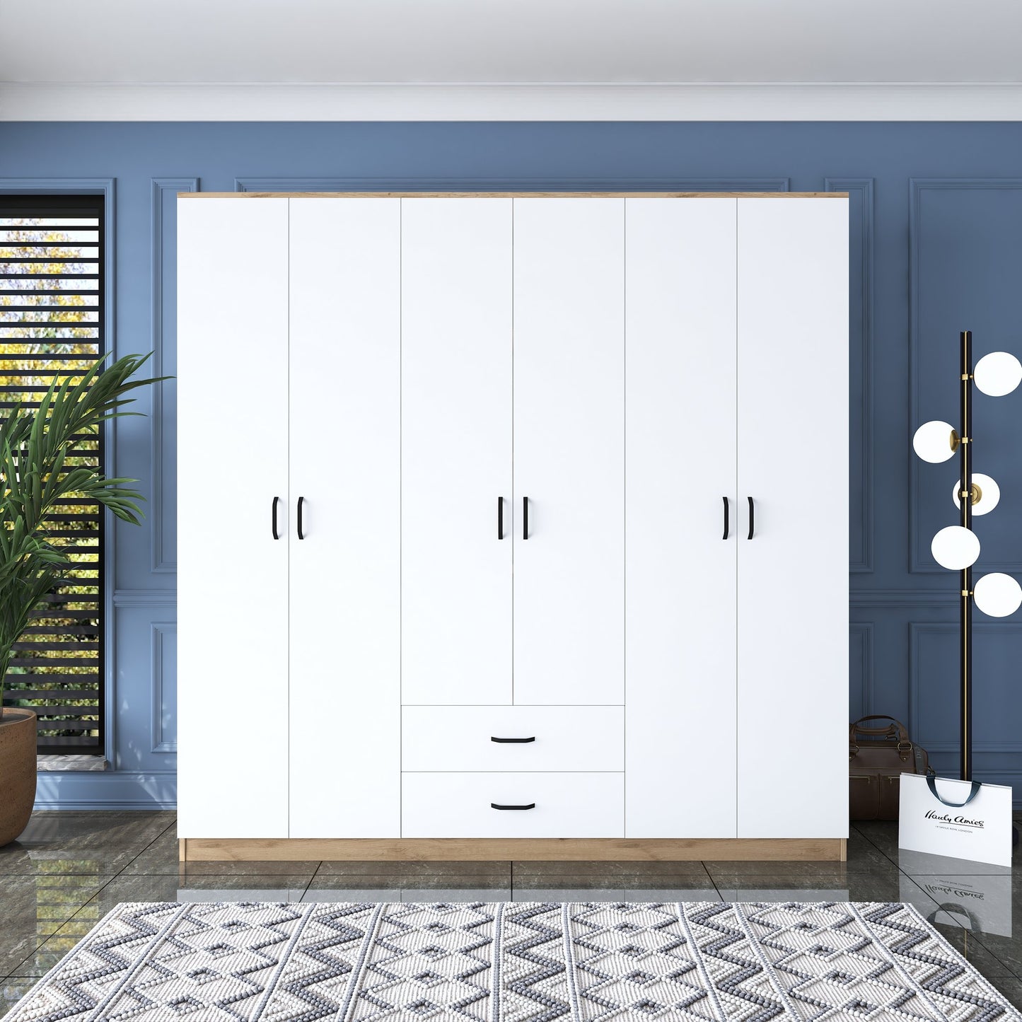 Ντουλάπα 210x210x51.5 εκ Walnut White 893RAN4548