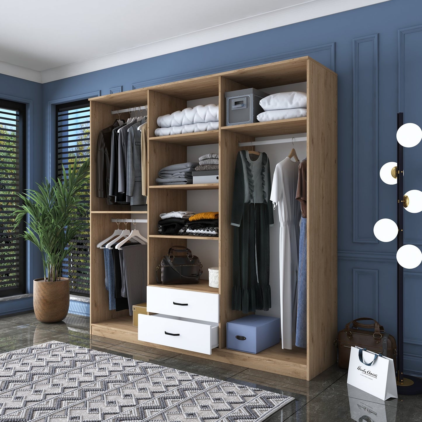 Ντουλάπα 210x210x51.5 εκ Walnut White 893RAN4548