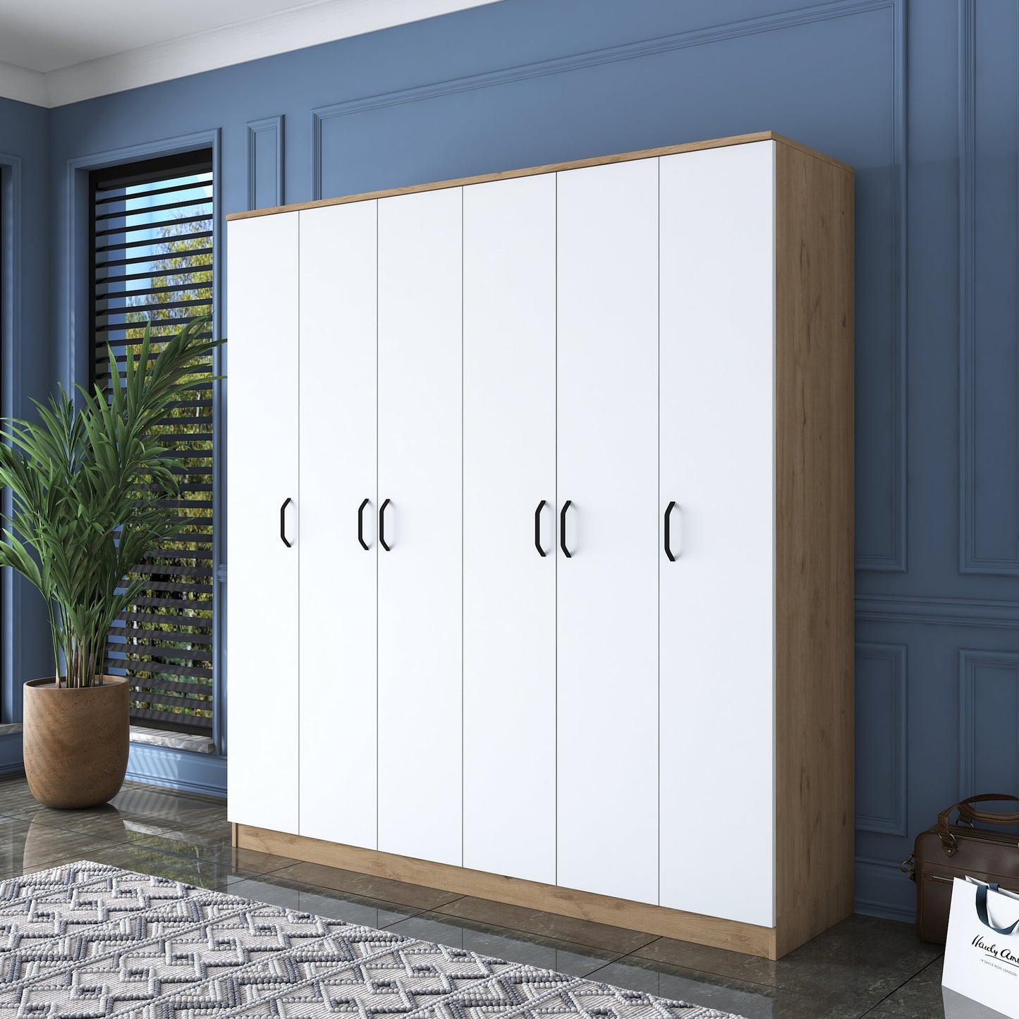 Ντουλάπα 180x190.8x47.3 εκ Walnut White 893RAN4550
