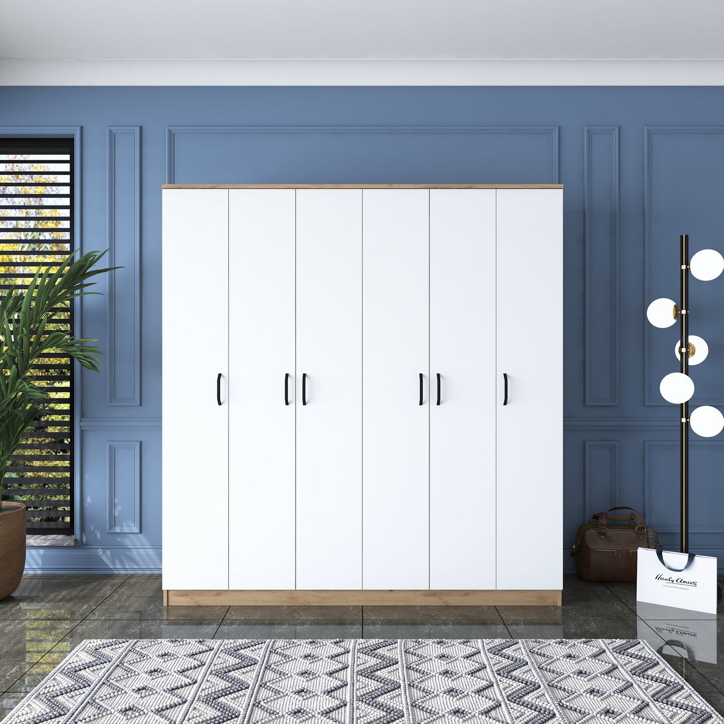 Ντουλάπα 180x190.8x47.3 εκ Walnut White 893RAN4550