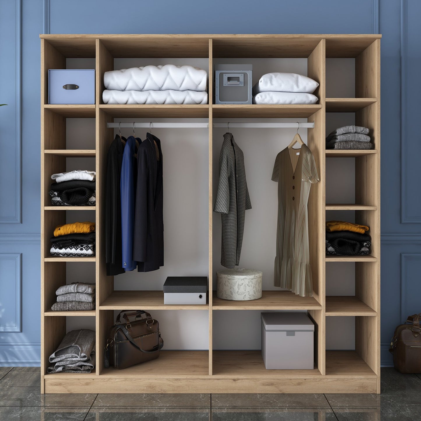 Ντουλάπα 180x190.8x47.3 εκ Walnut White 893RAN4550