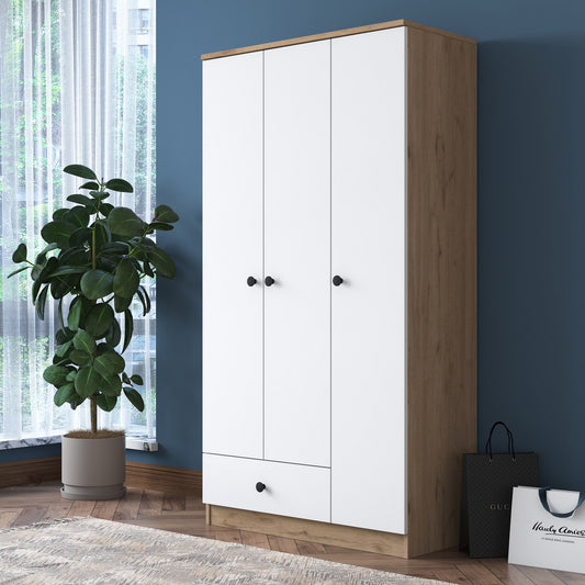 Ντουλάπα 90x170x42.5 εκ Walnut White 893RAN4551