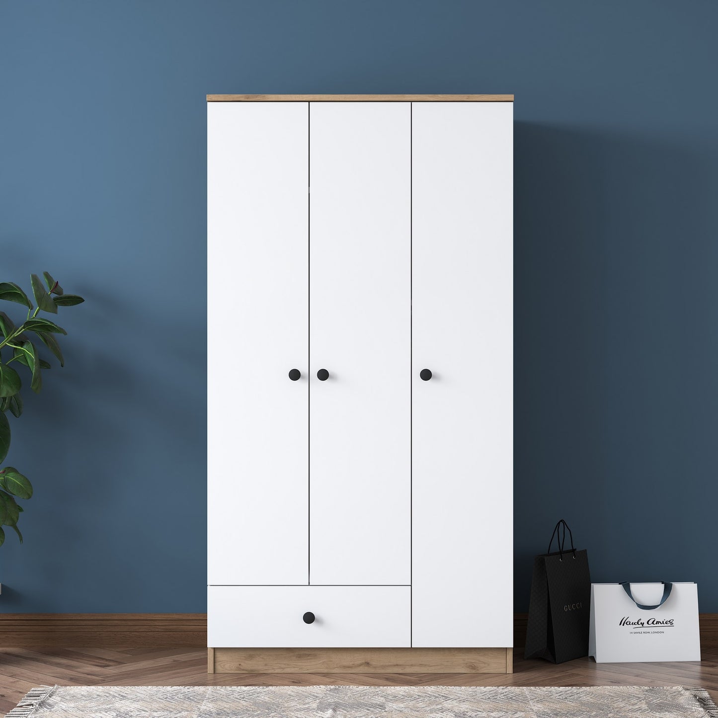 Ντουλάπα 90x170x42.5 εκ Walnut White 893RAN4551